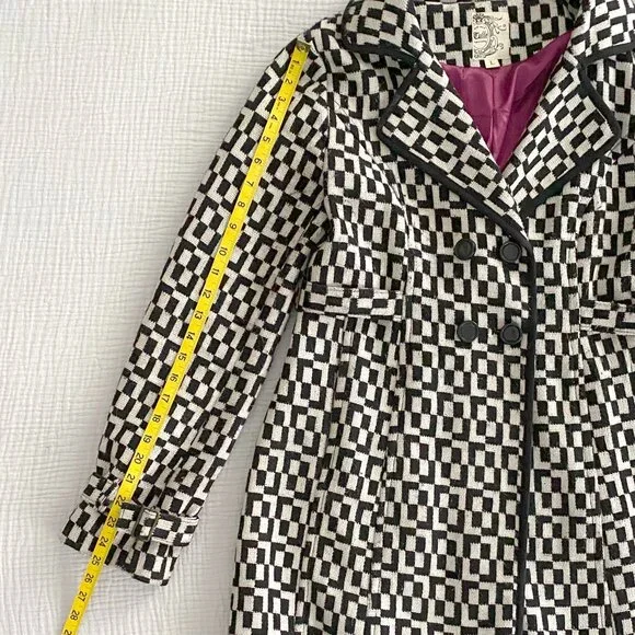 Tulle Checked Black and White Coat (Sz. L) - Picture 7 of 11